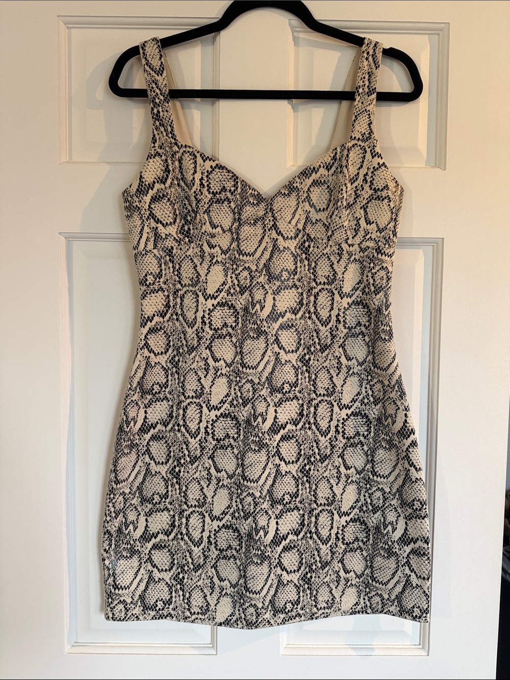 NWOT Zara Black & Cream Snake-Print Mini Dress - Size M